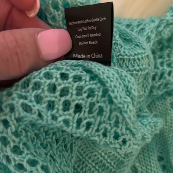 🐠🌞🌊 NWOT POL Aqua Crochet bell sleeve Swim Cover-Up/sweater - Picture 6 of 9